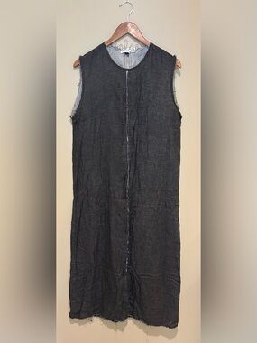 MAYŪ (Made in Italy) Sleeveless Raw-Edge Exposed Seam Linen Maxi Dress Medium